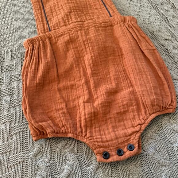 Gauze Material Rust Orange Bubble Romper ~ 4 - Picture 2 of 9